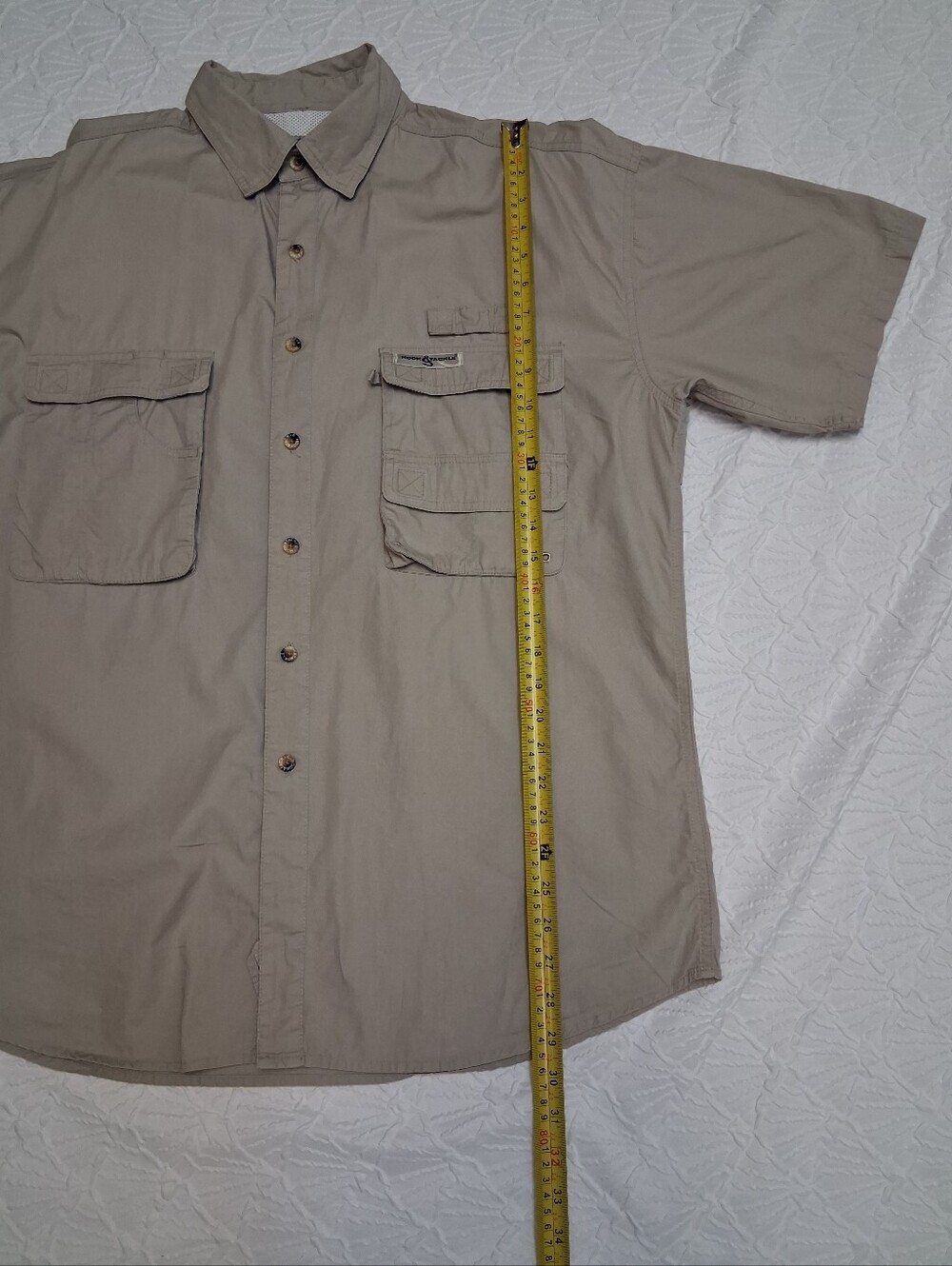Hook & Tackle Men's Short-Sleeve Utility Button-Down Shirt in Taupe by - Picture 13 of 16